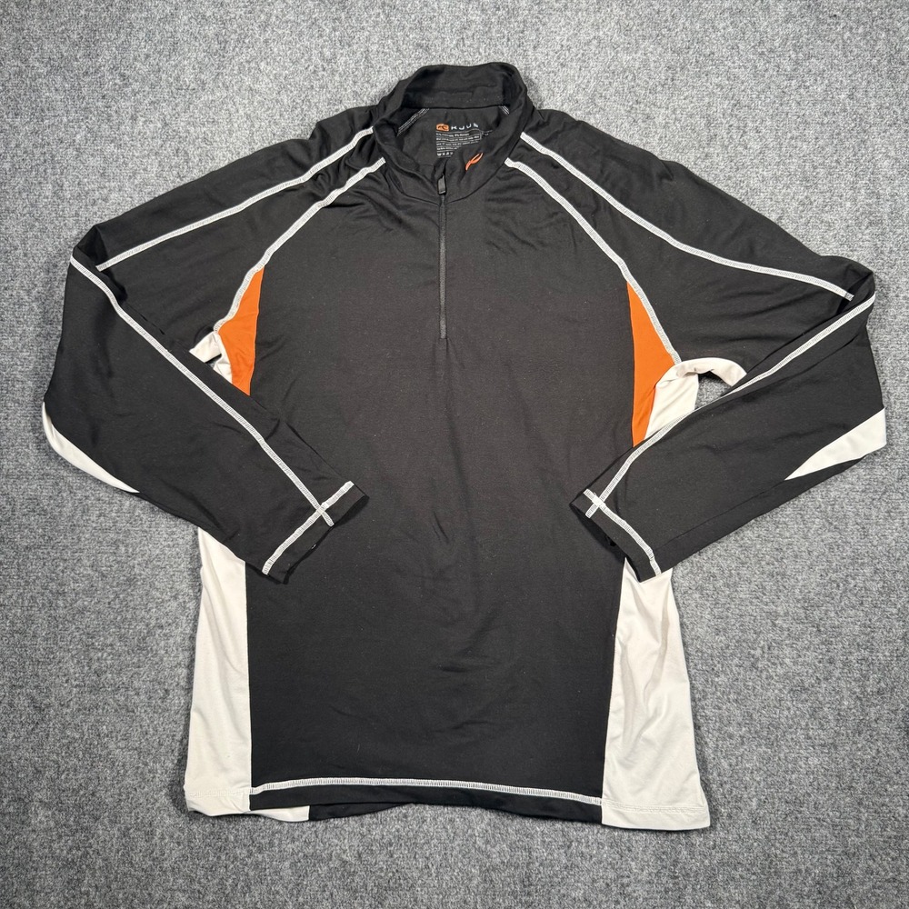 KJUS 1/4 Zip Long Sleeve Pullover Mens Size 54 Black Orange White